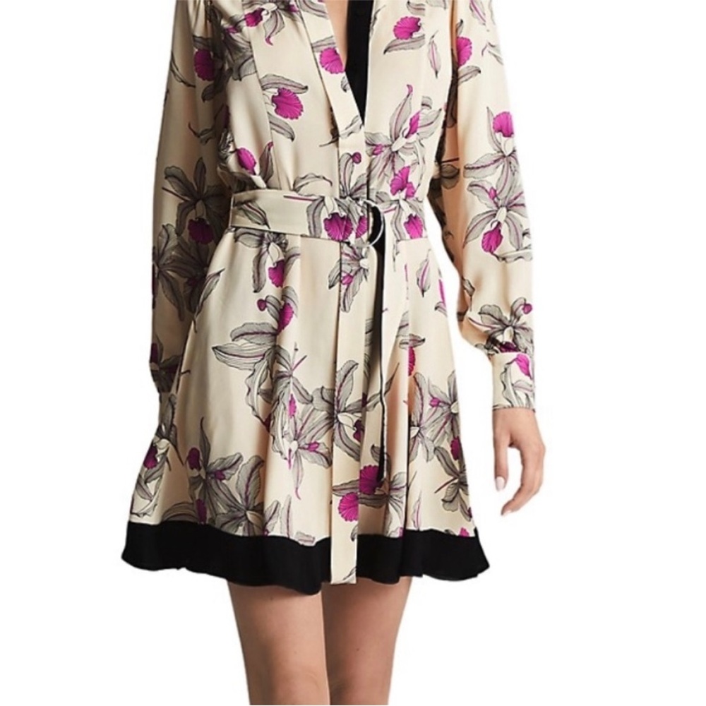 Reiss Cream and Pink Wrap Sundress with Notched Collar